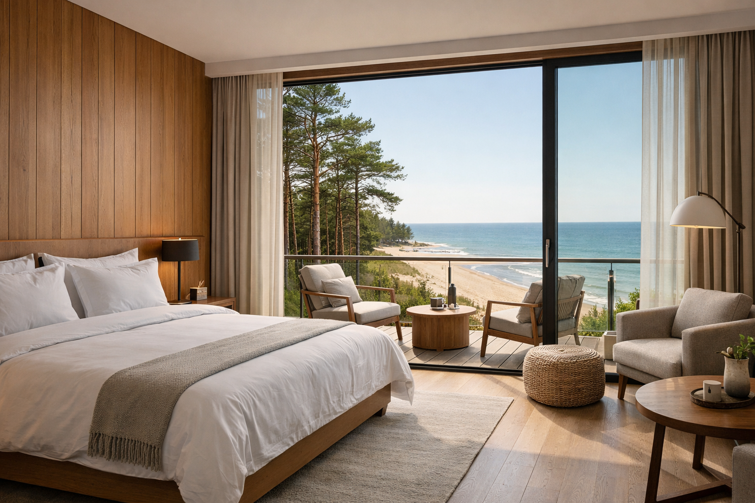 LoSpa hotel room with sea view — contemporary Nordic room design